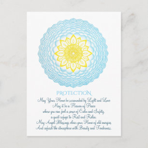 Blue Yellow Blessings Mandala Inspirational Postcard