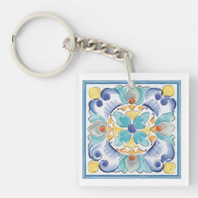 Blue & Yellow Bloom Keychain (Front)