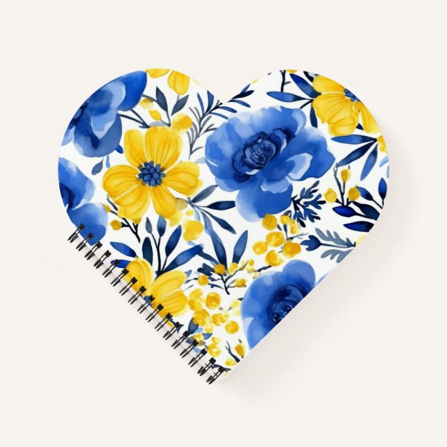 Blue & Yellow Blossom Heart Notebook (Front)