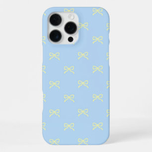 Blue Yellow Bow Pattern Coquette Girly Spring iPhone 16 Pro Max Case