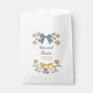 Blue Yellow Bows and Blossoms Boho Wedding Favour Bag