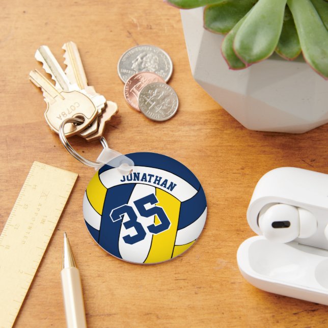 blue yellow boys' jersey number volleyball keychain (Desk)