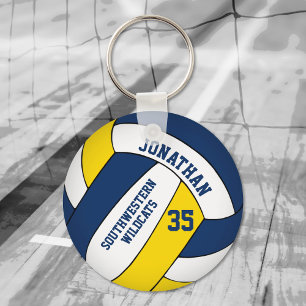 blue yellow boys' team name volleyball keychain
