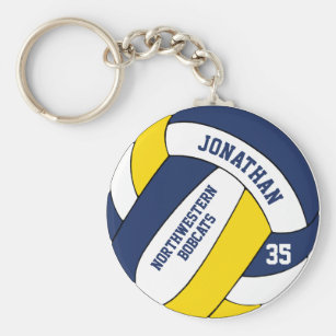 Keychain volleyball ball blue yellow sport gadget team 