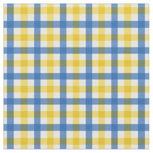 Blue & Yellow Bright Summer Gingham Plaid/ Tartan Fabric