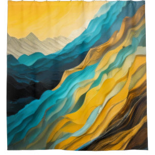 Blue Yellow Brown Abstract Landscape