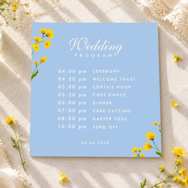 Blue & Yellow buttercup wedding Program (Creator Uploaded)