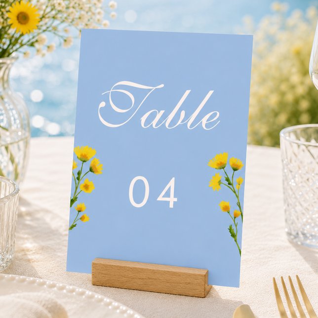 Blue & Yellow buttercup Wedding table numbers (Creator Uploaded)