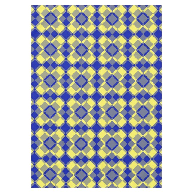 Blue Yellow Checker Argyle Pattern Tablecloth (Front)
