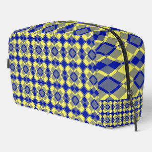 Blue Yellow Checker Argyle Pattern Toiletry Bag