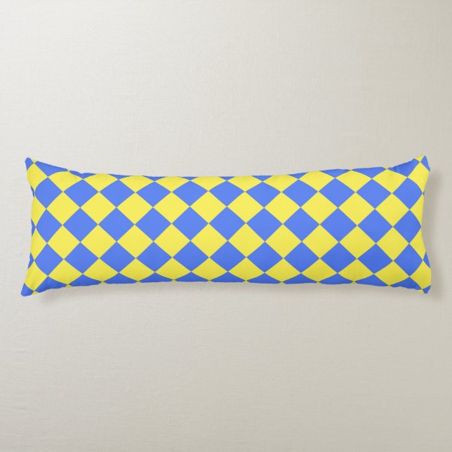 Blue Yellow Chequered Diamond Pattern  Body Pillow (Front)