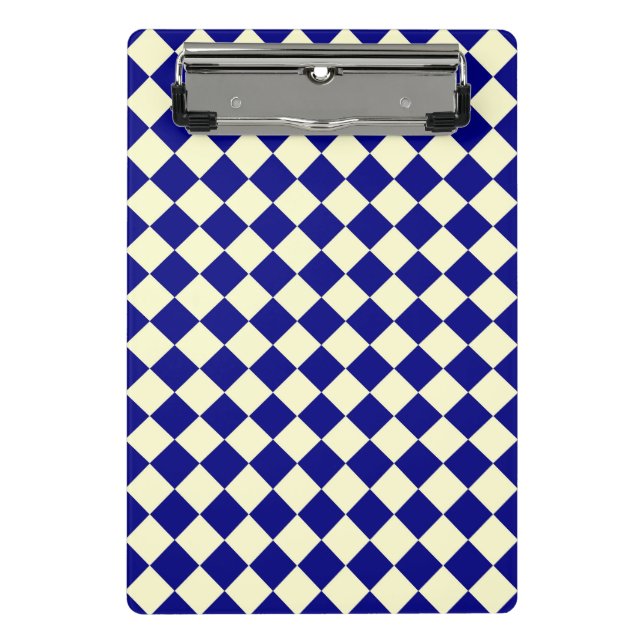 Blue Yellow Chequered Diamond Pattern  Mini Clipboard (Front)