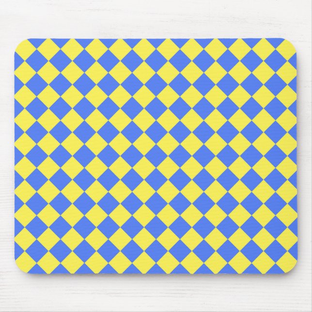 Blue Yellow Chequered Diamond Pattern  Mouse Pad (Front)