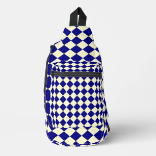 Blue Yellow Chequered Diamond Pattern Sling Bag