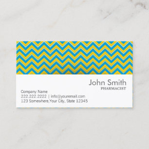 Blue & Yellow Chevron Pharmacist Business Card