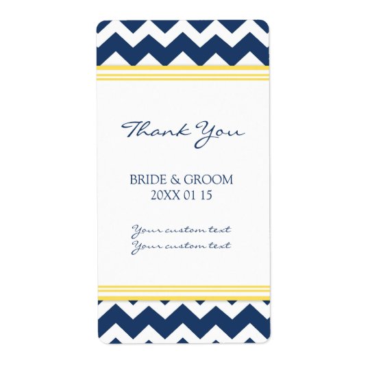 Blue Yellow Chevron Wedding Labels