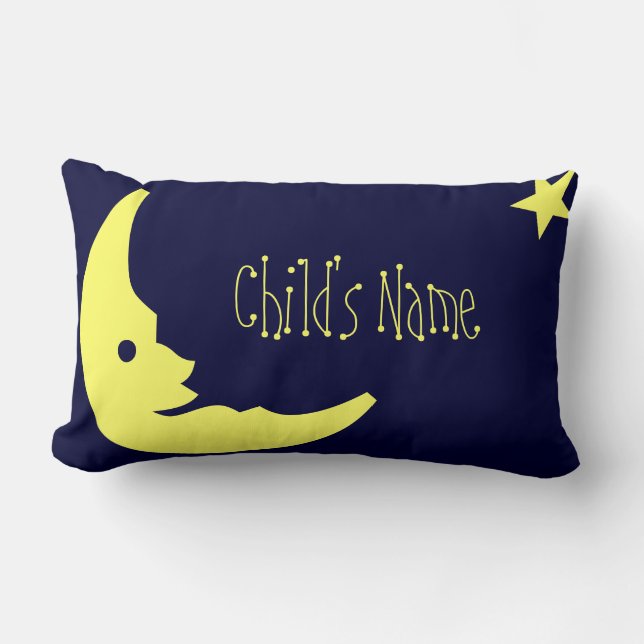 Blue,Yellow Child's personalized name moon pillow (Front)
