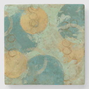 Blue & Yellow Circles Stone Coaster