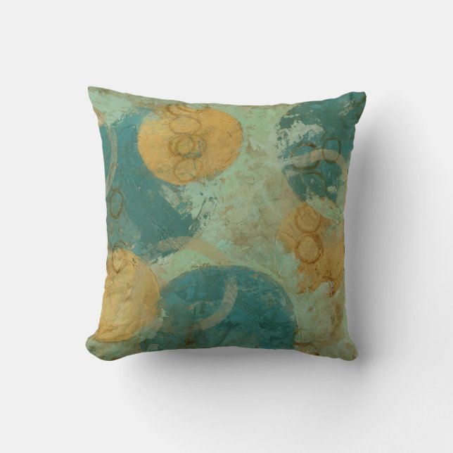 Blue & Yellow Circles Throw Pillow (Front)