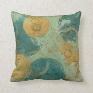 Blue & Yellow Circles Throw Pillow
