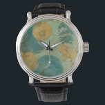 Blue & Yellow Circles Watch<br><div class="desc">Blue and yellow circles populate this amazing work by Megan Meagher. A key lime green serves as the background for the colourful circles. Get a copy of this great print today!</div>