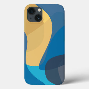 Blue, yellow, cool, trendy urban wavy illustration iPhone 13 case