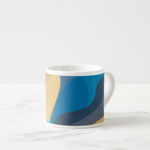 Blue, yellow, cool, trendy urban wavy illustration espresso cup