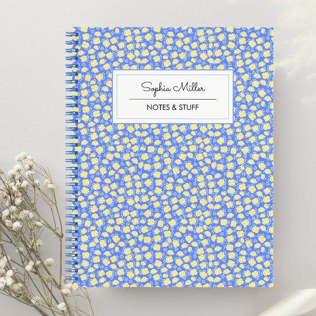 Blue Yellow Coquette Floral Personalized Spiral Notebook (Creator Uploaded)