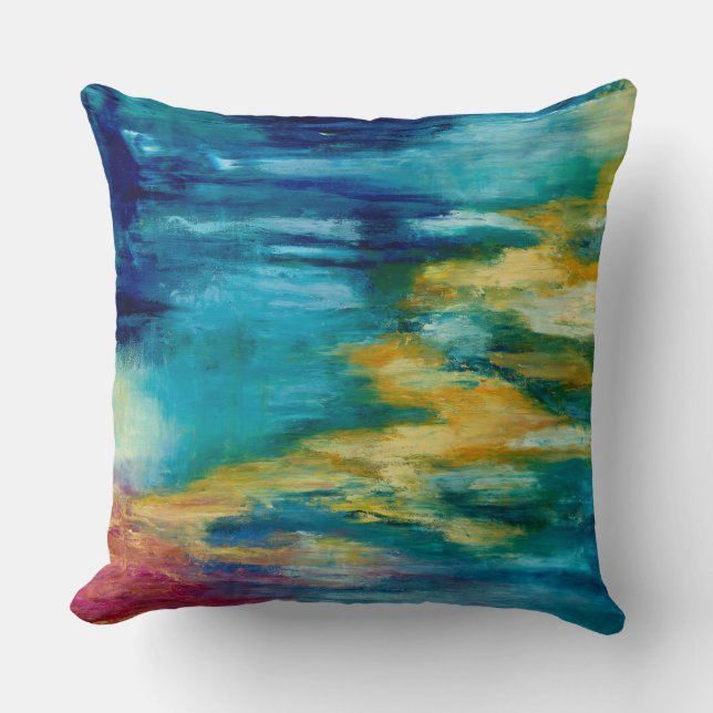 Blue yellow coral reef cushion (Front)