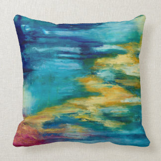 Blue yellow coral reef cushion