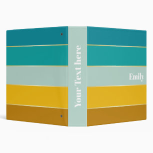 Blue Yellow Custom Summer Colour Block Stripes Binder