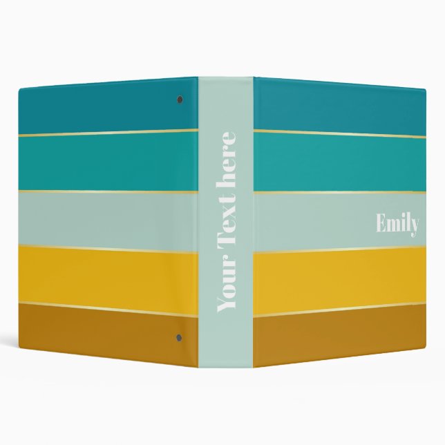 Blue Yellow Custom Summer Colour Block Stripes Binder (Background)