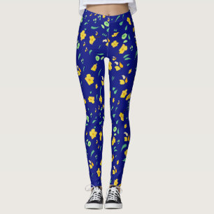 Blue Yellow Daffodil Leggings