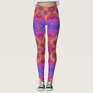 Blue-Yellow Diamond Tree Leggings