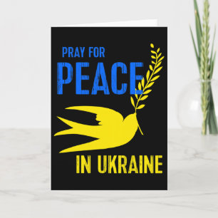 Blue Yellow Dove Pray For Peace Ukraine Ukrainian Card