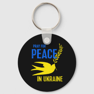 Blue Yellow Dove Pray For Peace Ukraine Ukrainian Keychain