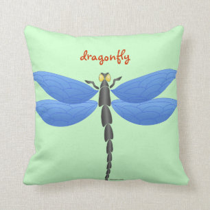 Blue, yellow dragonflies, personalized throw pillow