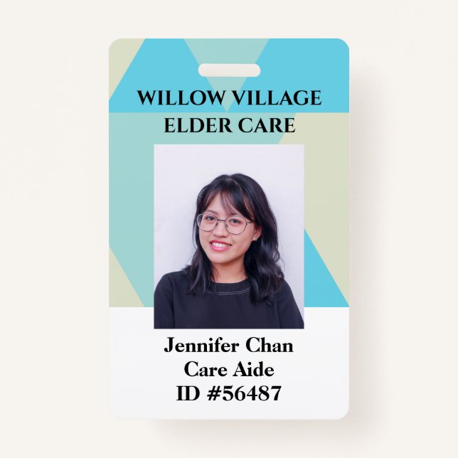 Blue Yellow Employee Staff Photo ID With Name Badge (Front)