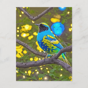 Blue Yellow Fantasy Meadowlark Bird Postcard