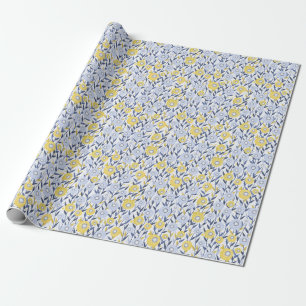 Blue Yellow Floral Bloom - Wildflowers - Daisies Wrapping Paper