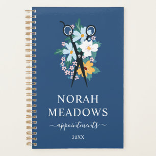 Blue Yellow Floral Scissors Appointments Planner