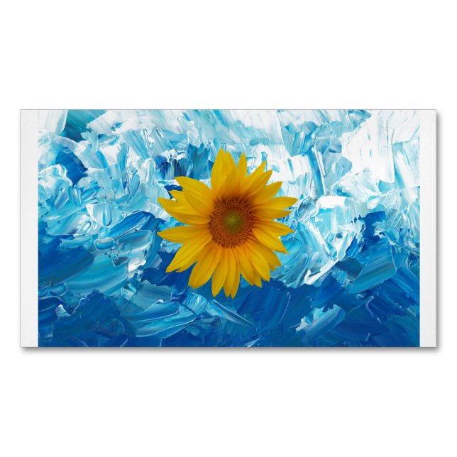 Blue & yellow flower  	Magnetic business card (Front)