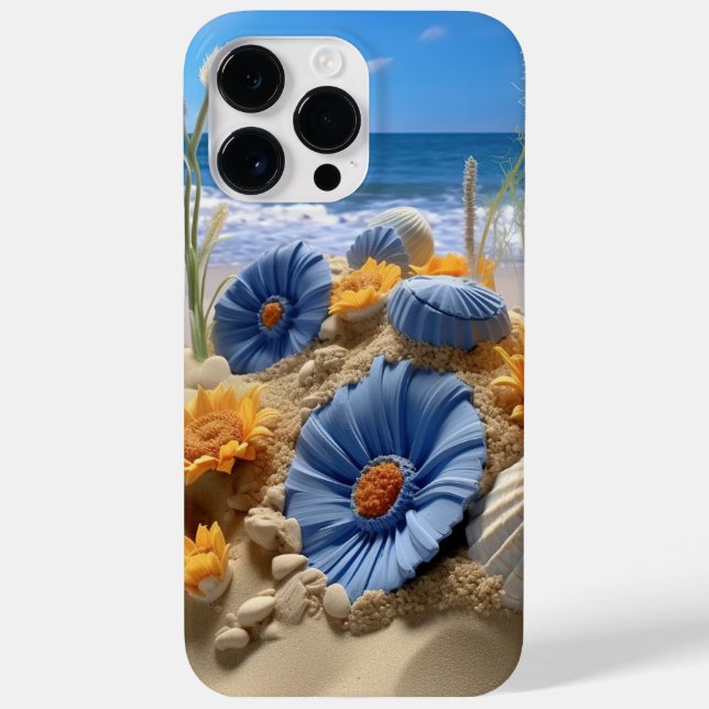 BLUE & YELLOW FLOWERS ON A SANDY BEACH  Case-Mate iPhone CASE (Back)