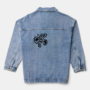 Blue & Yellow Flutterfly B&W Doodle T-Shirt Denim Jacket