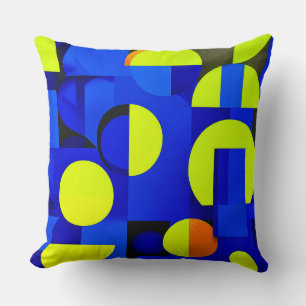 💙 Blue Yellow Geometric Decor For Modern Homes 💛 Throw Pillow