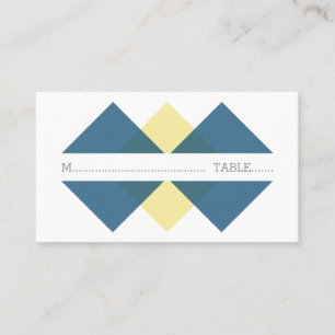 Blue Yellow Geometric Triad Place Card
