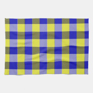 Blue Yellow Gingham Check Design Kitchen Towel