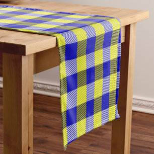 Blue Yellow Gingham Check Design  Short Table Runner