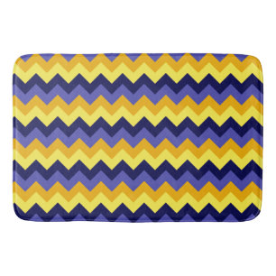 Blue Yellow Gold Chevrons Large Bath Mat