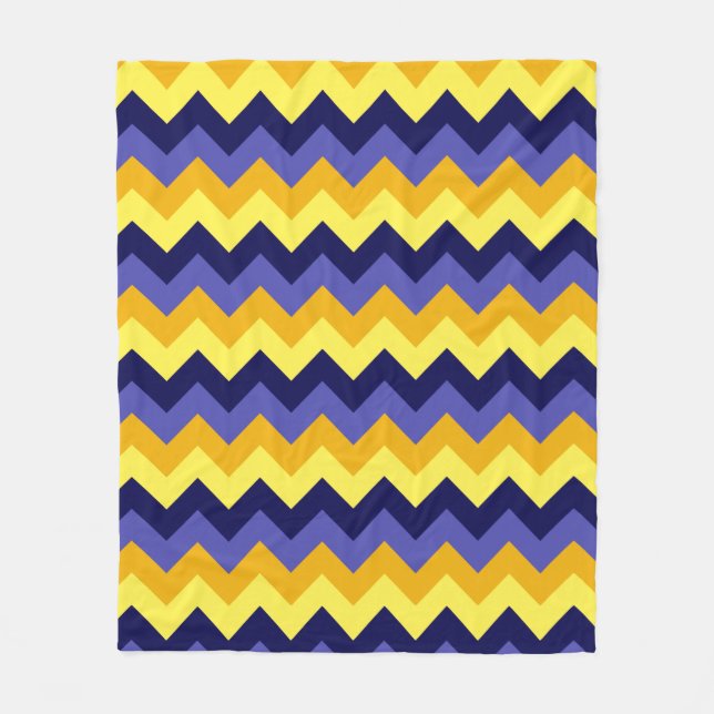 Blue Yellow Gold Chevrons Medium Fleece Blanket (Front)